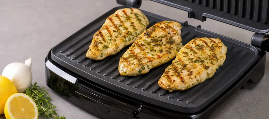 Elektrogrill Haehnchenfilet mit Zitronen-Kraeuter-Marinade