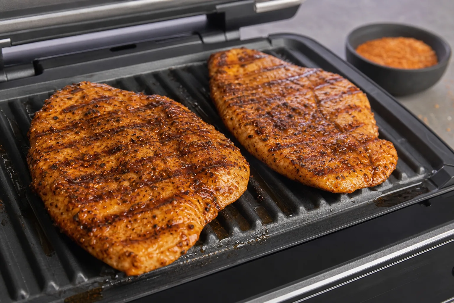 Elektrogrill Putensteak mit schnellem BBQ-Rub
