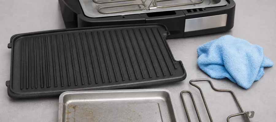 Elektrogrill Zubehoer reinigen: Grillplatten, Heizelement & Auffangschale saeubern